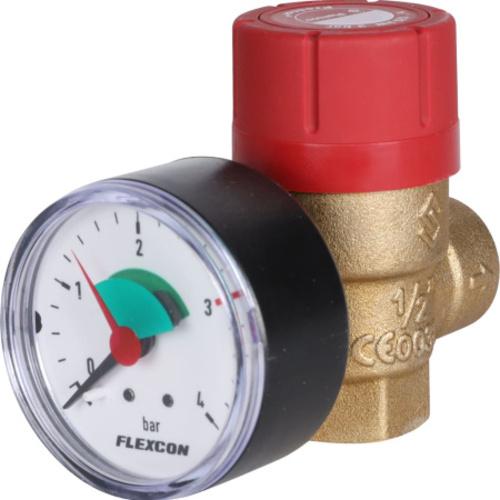 Flamco Предохранительный клапан с манометром Prescomano 1/2 x 1/2 - 3bar