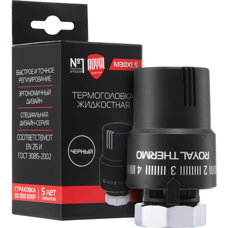 Royal Thermo Термоголовка жидкостная  М30х1,5 (черный)