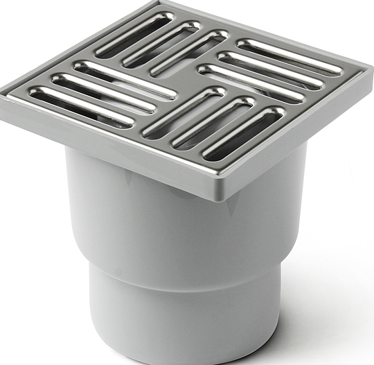 Pro Aqua Comfort Трап с верт. отводом, решетка нерж.сталь (150 mm x 150 mm) 110 (в уп. 8 шт.)