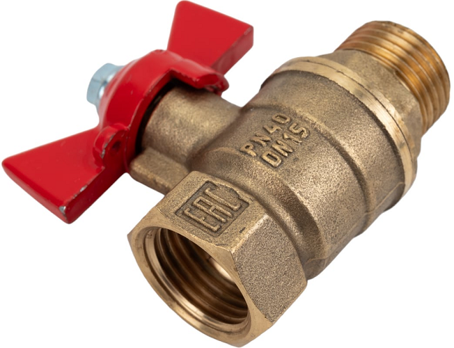 VALFEX Кран шаровой латунный OPTIMA 1/2" ВР/НР бабочка, американка,  11Б27фт1М(100/25)