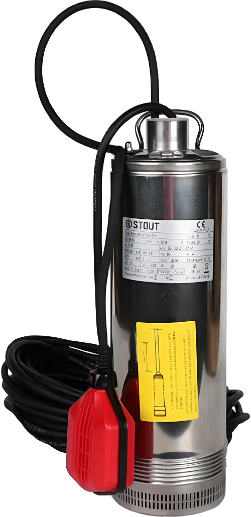 STOUT Насос колодезный с поплавком, кабель 20 м, 230V, Q 90 лмин, H 34 м (4)