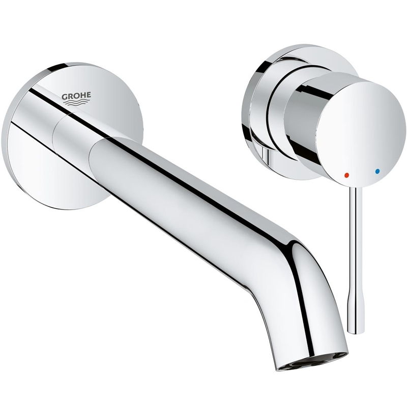 GROHE Смеситель 19967001 для раковины Essence+ на 2 отверстия, вынос 201 мм, настенный монтаж 