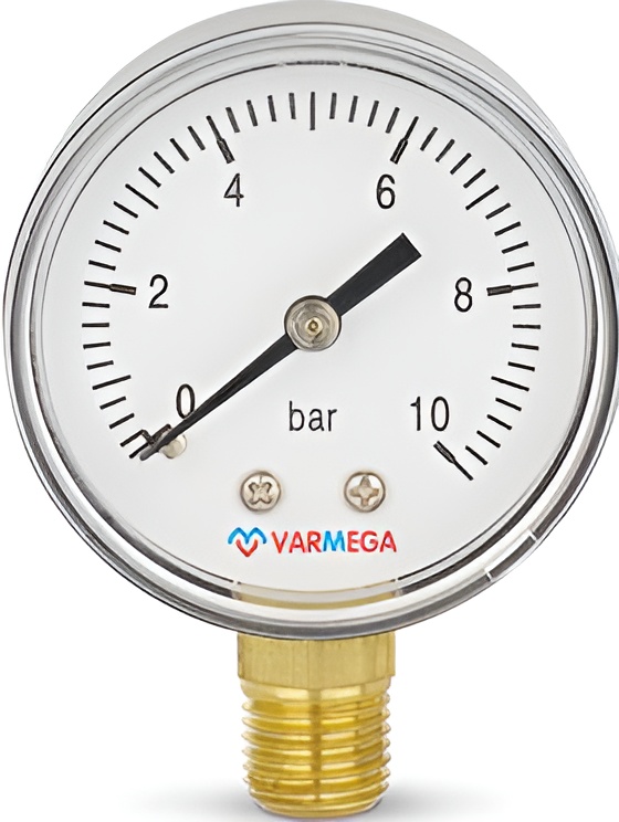 VARMEGA Манометр радиальный  50 мм, 10 бар, 1/4"