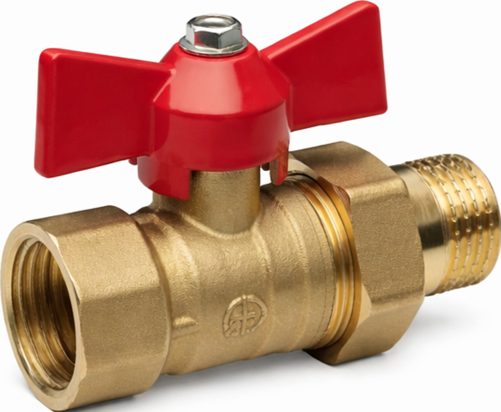 AQUALINK Кран шаровой со сгоном FM 1/2 U B гайка-штуцер бабочка 11Б27п1 (100/10)