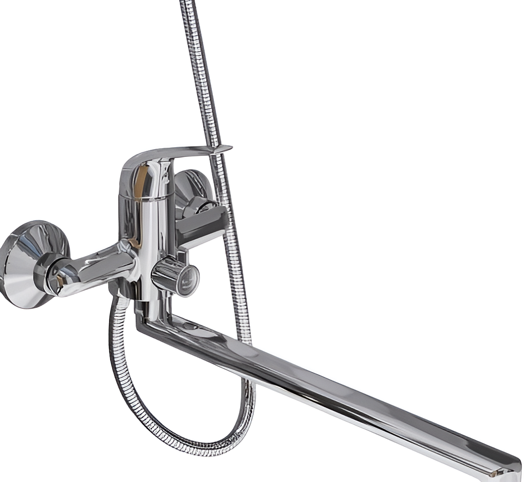 Santek Смеситель WH5A12005C001 Нико для ванны-душа с длинным изливом, с аксессуарами, хром