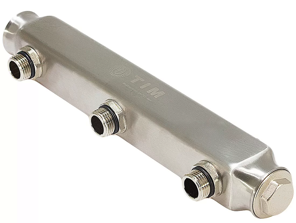 ZEISSLER Коллектор из нержавеющей стали, м/ц расстояние 100мм, 1"x1/2"х 3 вых